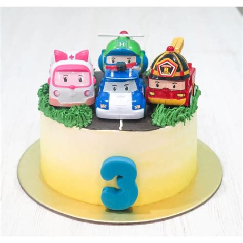 Robocar Poli Inspired Ombre Cake