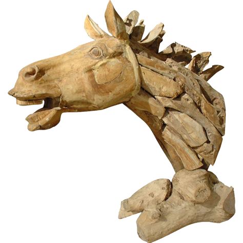 Driftwood Horse Head Sculpture from France from lelouvrefrenchantiques ...