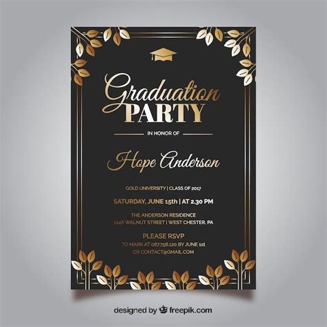 Plantilla elegante de invitación de graduación | Vector Gratis | Graduation invitations template ...