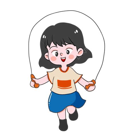 Cute Cartoon Rope Skipping Little Girl Hand Painted Elements, Original, Cute, Cartoon PNG ...