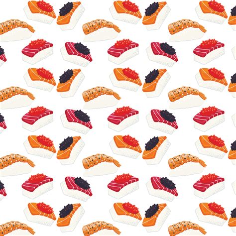 Sushi seamless pattern, Asian Food, Japanese sushi background 20441091 ...