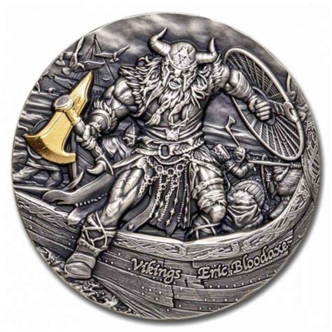 Eric Bloodaxe Vikings 2 oz silver coin antiqued Niue 2020 | Coins Boutique