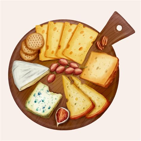 Free Vector | Watercolor cheese board illustration