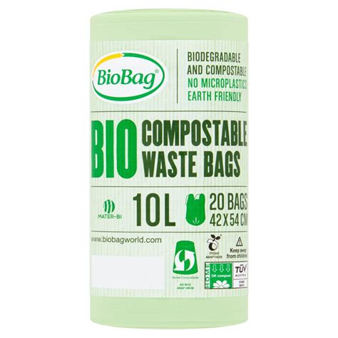 BioBag 10 Litre * Box of 6 Rolls (120 Bags) Compostable bag for Food