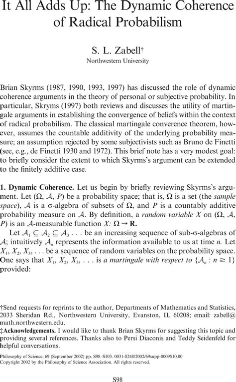 It All Adds Up: The Dynamic Coherence of Radical Probabilism | Philosophy of Science | Cambridge ...