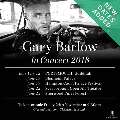 Gary Barlow on Twitter: "So excited to announce new dates for my 2018 tour ! Tickets go on sale ...