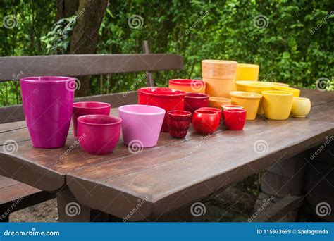 Colorful Decorative Ceramic Planting Pots Stock Image - Image of liven ...