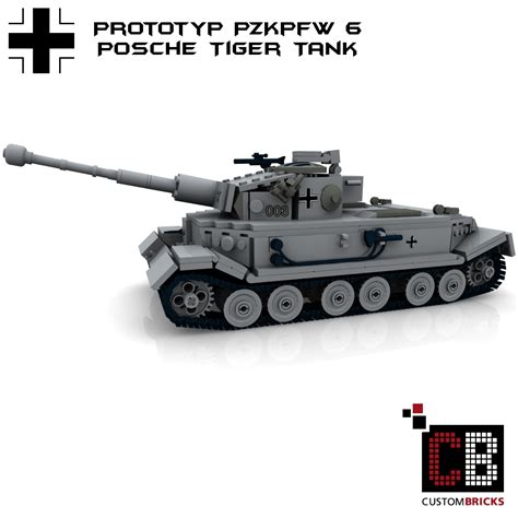 CUSTOMBRICKS.de - Custom-WW2-Panzer-PzKpfw-VI-Prototyp-Tiger-Porsche-WWII