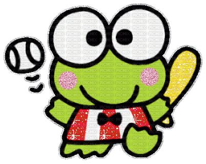 Keroppi, sanrio , frog , baseball , glitter , cute , kawaii - Free animated GIF - PicMix