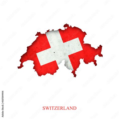 Flag of Switzerland in the form of a map. Shadow. Isolated on white ...