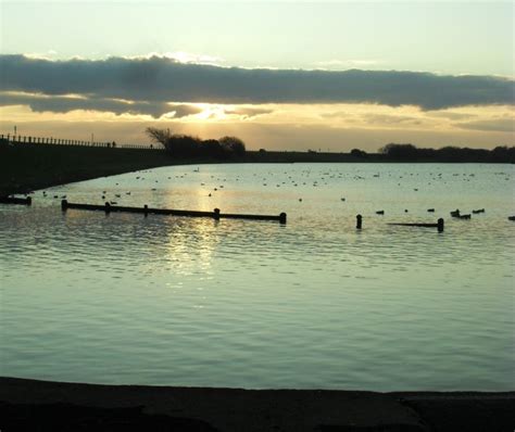 Fairhaven Lake, Lytham, Lancashire - winter sunset over the lake ...