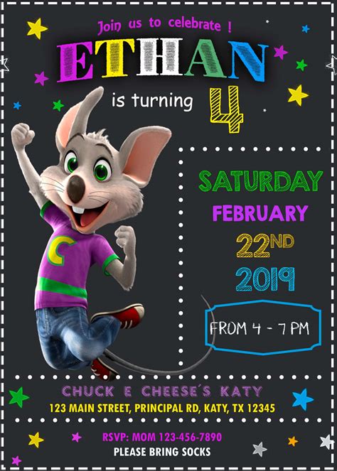 Chuck E Cheese Invitations Printable