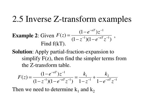 Inverse Z Transform Table Example | Elcho Table