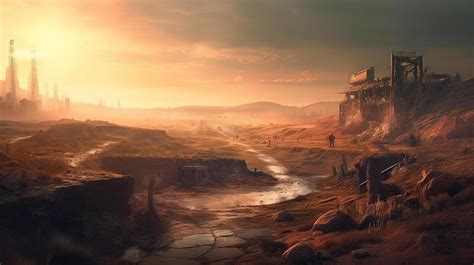 Wasteland Fantasy Backdrop Concept Art Realistic Illustration ...