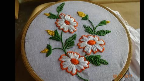 Hand Embroidery Flower Design Satin Stitch by Amma Arts - YouTube