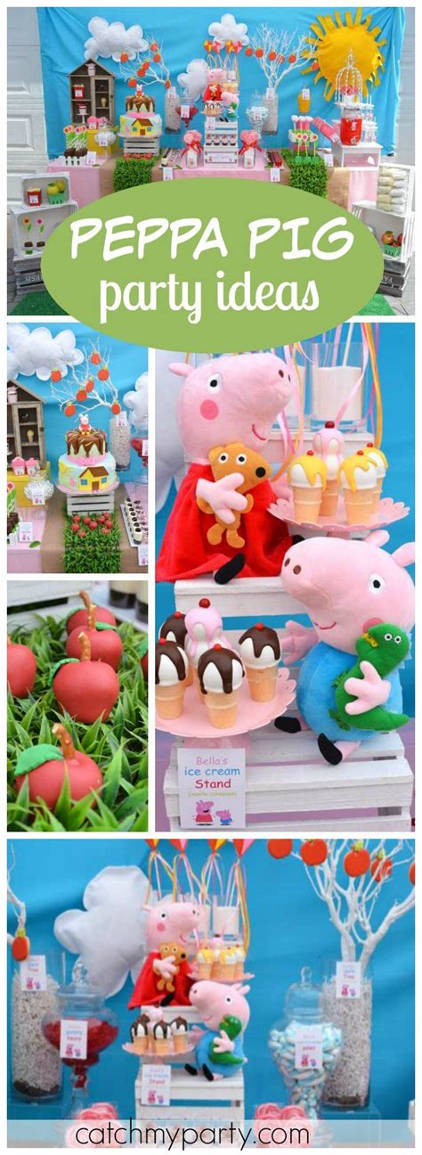 What a cute Peppa Pig party with kites, apples, and flowers! See more party ideas at ...