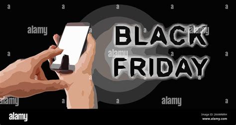 Black friday sale. Hand holding smartphone with screen. Black friday ...