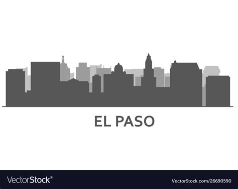 Silhouette el paso skyline - el paso panorama Vector Image