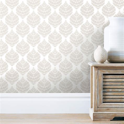 Hygge Fern Damask Peel and Stick Wallpaper - Taupe & White – US Wall Decor