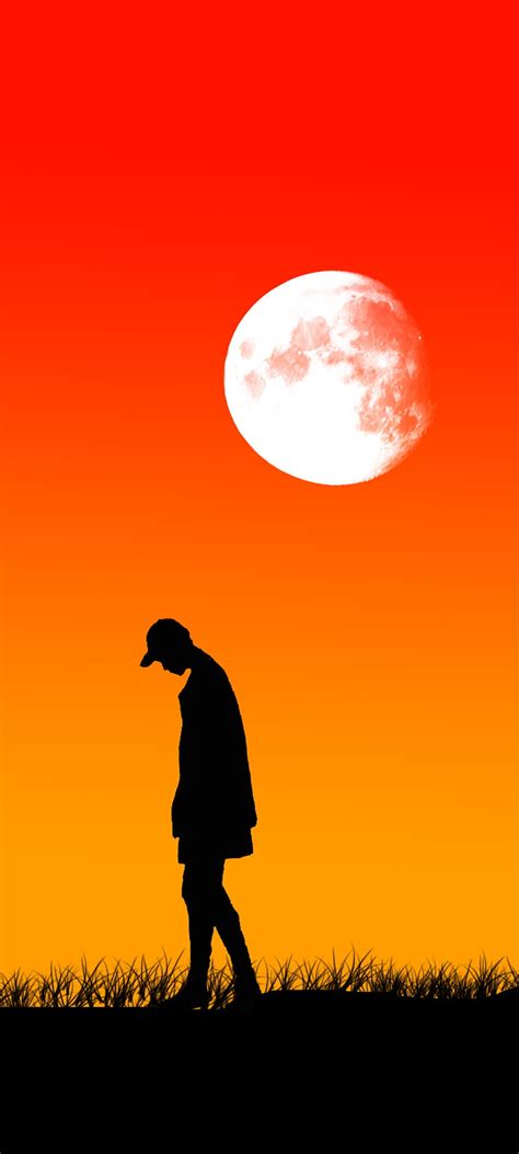 Lone boy walking, orange, sky, sad, lonely, HD phone wallpaper | Peakpx