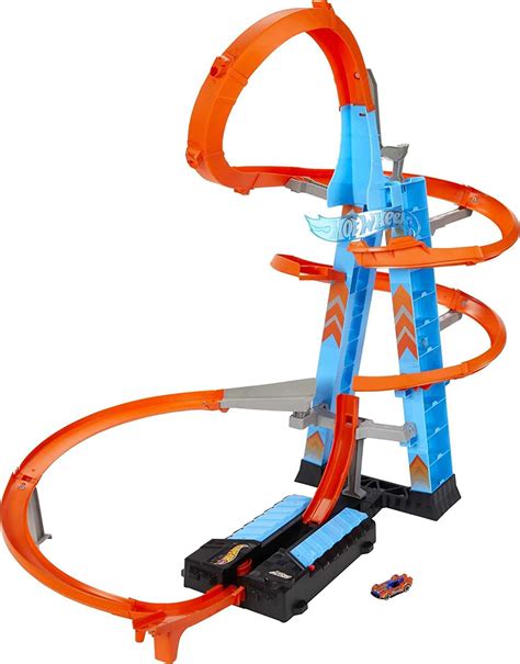 Amazon.com: Hot Wheels Toy Car Track Set Sky Crash Tower, More Than 2.5 ...