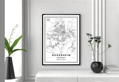 ROSENHEIM MAP PRINT High Res Map Map Of Rosenheim Rosenheim | Etsy