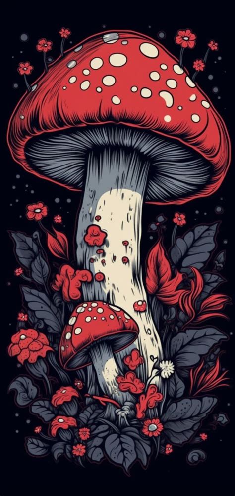 Mystical Mushrooms Cellphone Wallpaper Digital Mushroom Art - Etsy