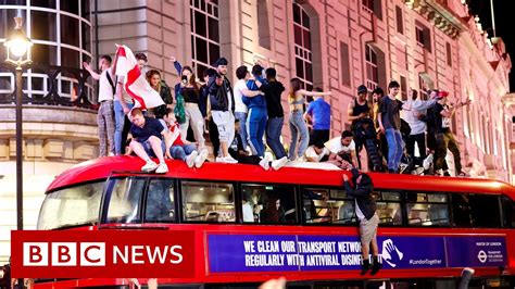 England celebrates Euro 2020 semi-final victory against Denmark - BBC News - YouTube