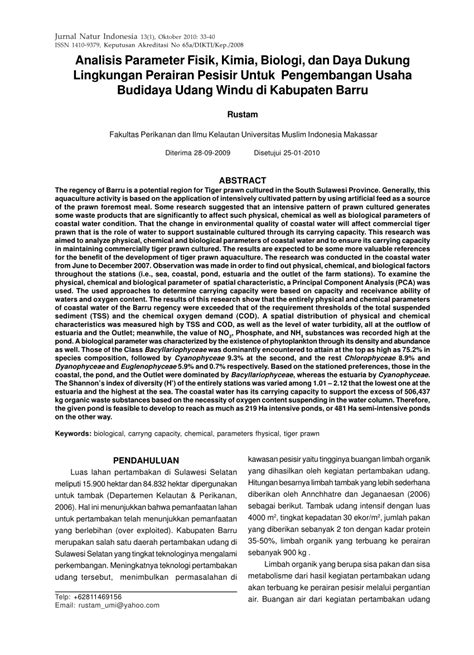 (PDF) Analisis Parameter Fisik, Kimia, Biologi, dan Daya Dukung Lingkungan Perairan Pesisir ...