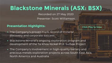 Blackstone Minerals Investor Briefing - 27 May - Webcast