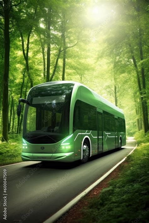 Electric bus. hybrid bus .Clean energy concept of e-bus - Generative AI ...