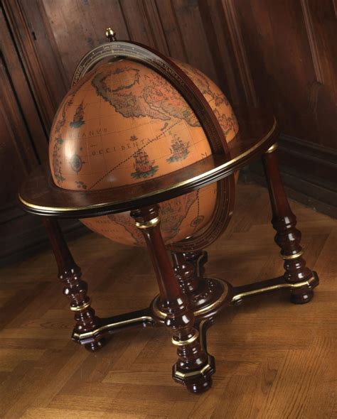 Extra Large Floor Globe Bar | Genuine Antique Replica | Italian 24"