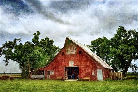 Country Summer With Old Red Barn textured photograph Photograph by Ann ...