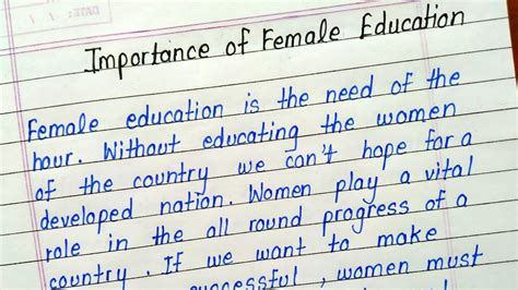 Essay on importance of female/Women education in english - YouTube