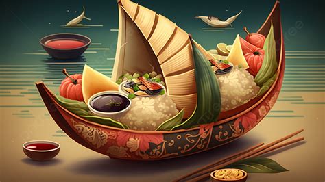 Dragon Boat Festival Zongzi Boat Background, Dragon Boat Festival ...