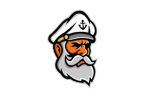 Seadog Sea Captain Head Mascot (125104) | Illustrations | Design Bundles | Sea captain, Beard ...