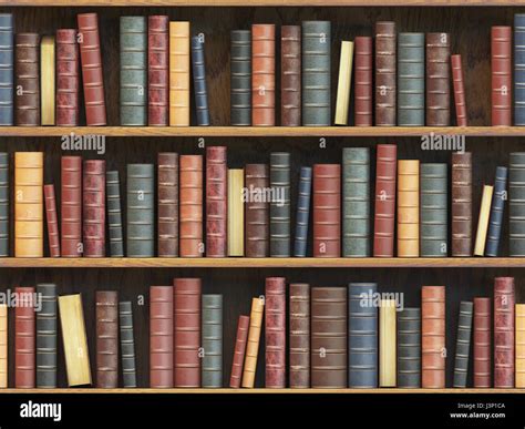 Vintage books on bookshelf. Old books tiled seamless texture background (vertically and ...