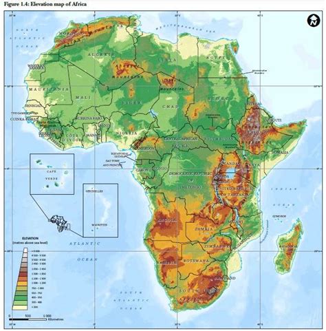 Elevation Map of Africa | Africa map, Africa continent, Africa