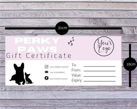 Gift Certificate Template Dog Grooming. DIY Gift Voucher for - Etsy