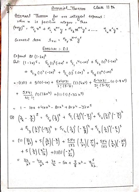 The Binomial Theorem Worksheet