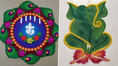 Ganesh Chaturthi 2022 Rangoli Designs: Multicoloured Free Hand and Dotted Ganpati Rangoli Ideas ...