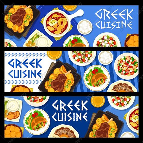 Greek Cuisine Vector Banners Feta Cheese Pasta Template Download on Pngtree