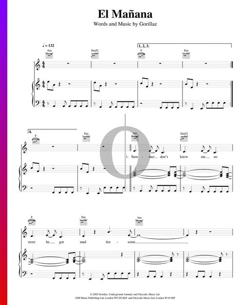 El Manana (Gorillaz) Piano Sheet Music - OKTAV