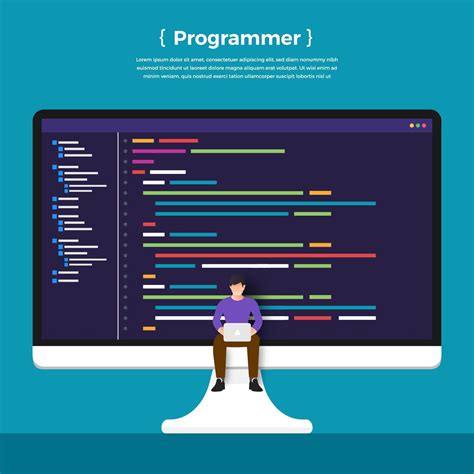 Flat design concept programmer coding program. Vector illustrate. 2213995 Vector Art at Vecteezy