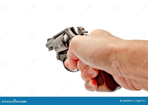 A Hand Holding A Revolver Gun Pointing Forward Stock Image - Image: 20359911