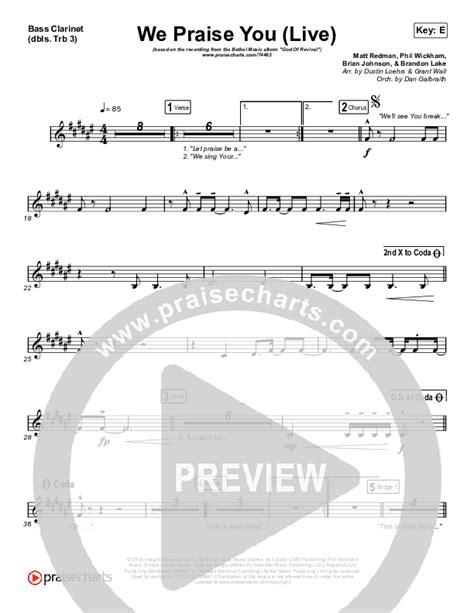 We Praise You (Live) Bass ClarinetSheet Music PDF (Bethel Music ...