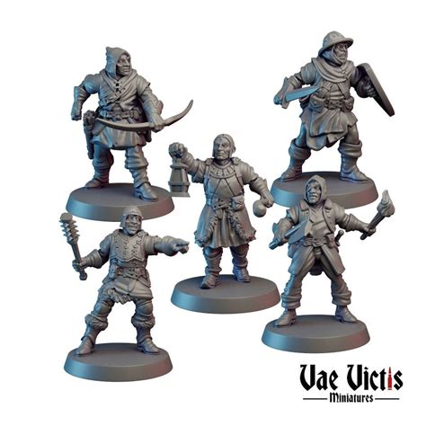 5pc Mercenary Set 28mm or 32mm Scale Dnd Miniature Dungeons and Dragons ...