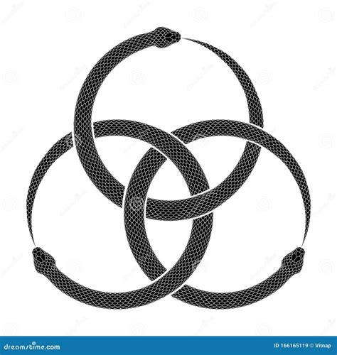 Three Intertwined Snakes Bite Their Own Tails. Ouroboros Symbol Tattoo ...