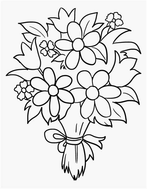 Flower Bouquet Drawing Outline