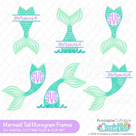 Mermaid Tail Monogram SVG Frame Bundle for Cricut & Silhouette